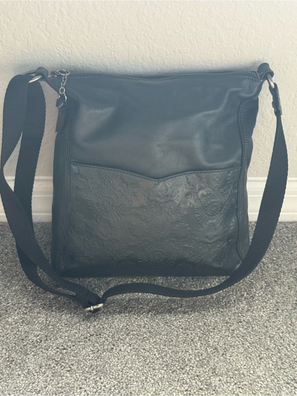 The Sak Lucia Black Leather Crossbody Bag